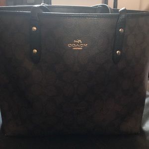 Coach dark brown tote!